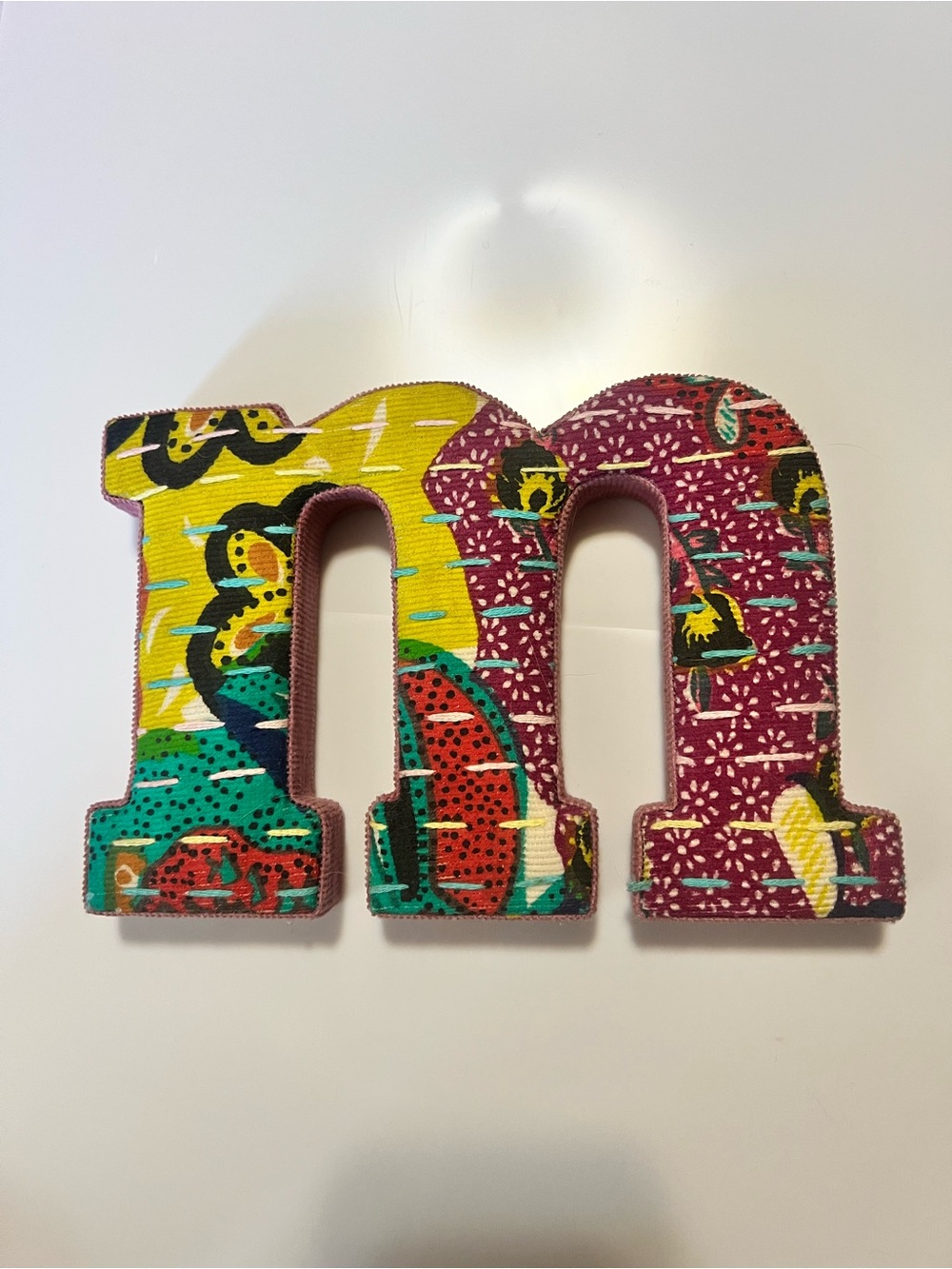 Decorative Fabric Letter "m" in Multicolor